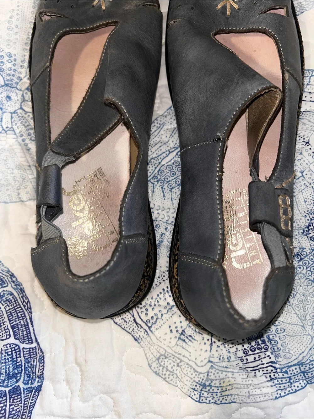 Rieker Blue Leather Cutout Comfort Flats